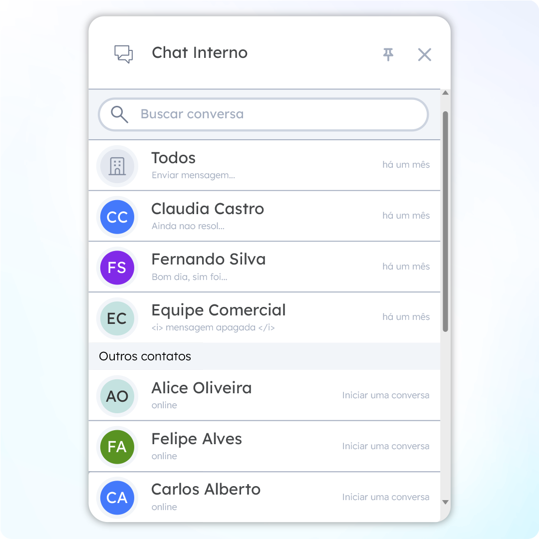 Chat Interno Interface Hero